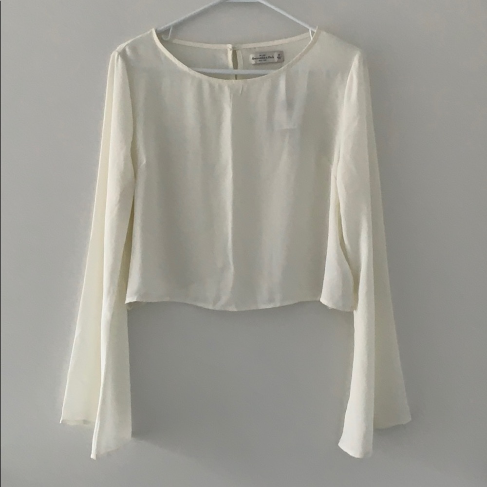 A&F Bell Sleeve Sheer Cropped Blouse